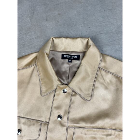 Keiser Clark Silky Copper Satin Trucker Jacket Size Medium Retail $550 - Picture 8 of 15